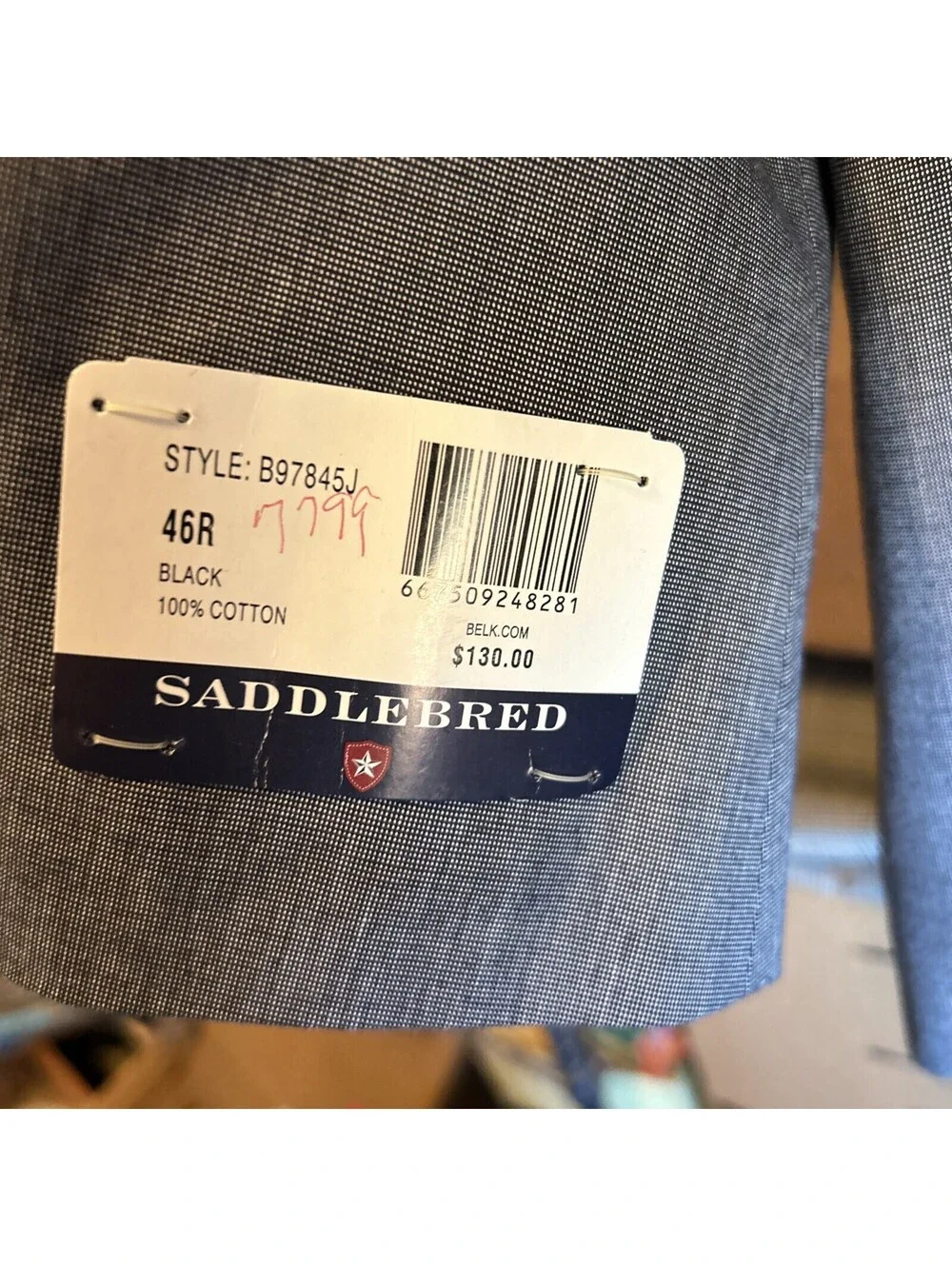 Saddlebred 46R NWT Gray Cotton Blazer Fully Lined 2 Button Front Business Work